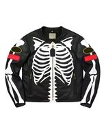 Cowhide Leather Jacket: Authentic Skeleton Design, Unisex - $280.00