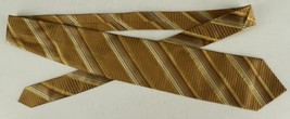 Modern Men&#39;s Tie Hugo Boss Gold Black Stripe 100% Silk Fabric Crisp - £13.94 GBP