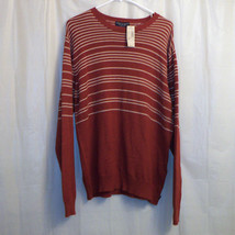 American Eagle Sweater Men&#39;s Large L Orange White Striped New With Tags - $14.84