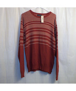 American Eagle Sweater Men&#39;s Large L Orange White Striped New With Tags - £11.72 GBP