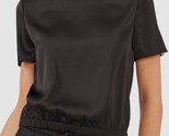 $59 Riley &amp; Rae Women&#39;s Black Satin Elastic Waist Crew-Neck T-Shirt Top ... - £11.19 GBP