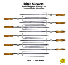 Triple - Set of 10 Brazilian Skewers for BBQ 28&quot; - Professional Grade - $271.61