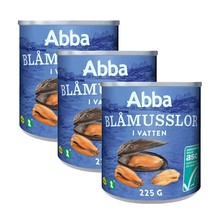 Abba Blue Mussels in Water - 3 cans, 225 grams each - £66.77 GBP