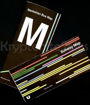 Set of two Official New York MTA NYC Subway Train &amp; LIRR Map + Manhattan Bus Map - £4.70 GBP