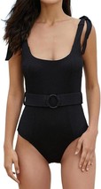 Women One Piece Swimsuits Belt Tummy Control Bathing Suits Tie (Black,Si... - £20.44 GBP