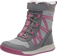 Merrell Kids Snow Crush Boots Waterproof Grey Berry Leather Elastic Lace... - £27.42 GBP