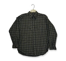Van Heusen Classic Flannel, Men's Lg Black + Tan Plaid Long Sleeve Button Shirt - £13.07 GBP