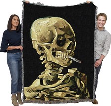 Smoking Skeleton Blanket By Vincent Van Gogh - Fine Art Gift Tapestry Throw - $77.93