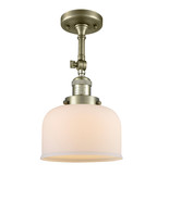 SemiFlush Mount Bell 8&quot; Antique Brass Franklin Restoration Frosted 201F-... - €171,84 EUR