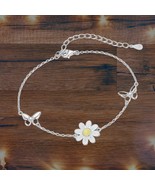 Sterling Silver Daisy Flower Bracelet For Woman Flowers And Butterflies - $1,865.87 MXN