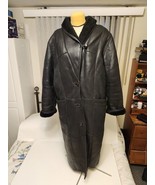 Vintage EDWARDO BASSONI Genuine Shearling Long Coat Black XL Gorgeous Le... - $4,507.45 MXN