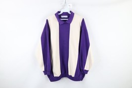 Vintage 90s Streetwear Womens Large Distressed Striped Collared Tunic Sweatshirt - £39.52 GBP