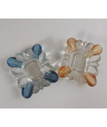 Vintage Murano Set Of 2 Crystal Flashed Amber &amp; Blue Glass 3.5&quot; x 3&quot; Ash... - $460.72 MXN
