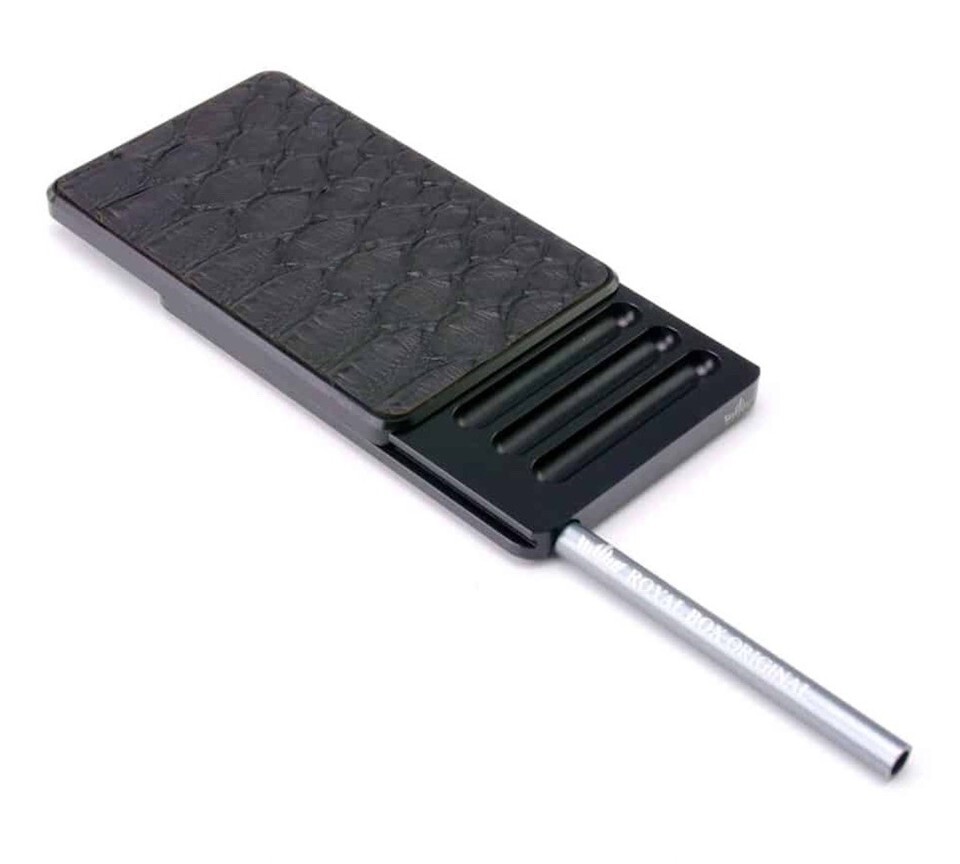 Royal Box Black Python Edition 8 Slot Snuff Box w/ Built In 3” Metal Straw NEW Item image 3