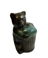 Vintage Bear Green Drip Glaze Japan Redware Pottery Figurine Trash Panda... - $37.87