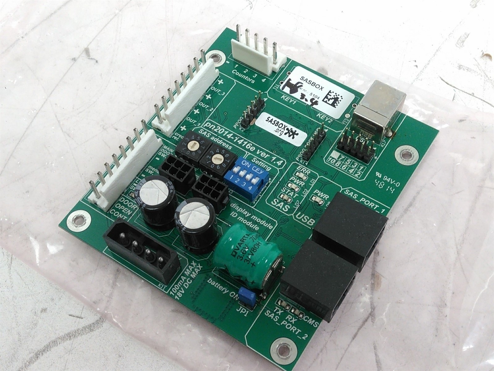 Defective SASBOX 2014-1416e Ver 1.4 I/O Board AS-IS For Parts  - $28.19