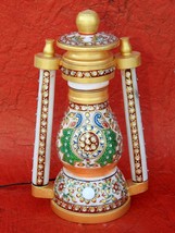 12&quot; Marble Indian Art Lantern Electrical Lamp Handicraft Meenakari Hand Painted - £116.65 GBP