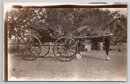 RPPC Attractive Gentleman Fancy Suit Hat Horse Drawn Carriage Postcard B26 - £15.98 GBP