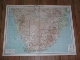 1922 Vintage Map Of South Africa Namibia Rhodesia Zimbabwe Botswana - $23.37