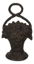 Rustic Cast Iron Flowers In Basket Vase Decorative Door Stopper Or Wall Decor - £25.57 GBP