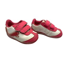 Puma Girls Infant Baby Size 4 pink White Leahter White Sneaker Shoes Hook and Lo - £11.66 GBP