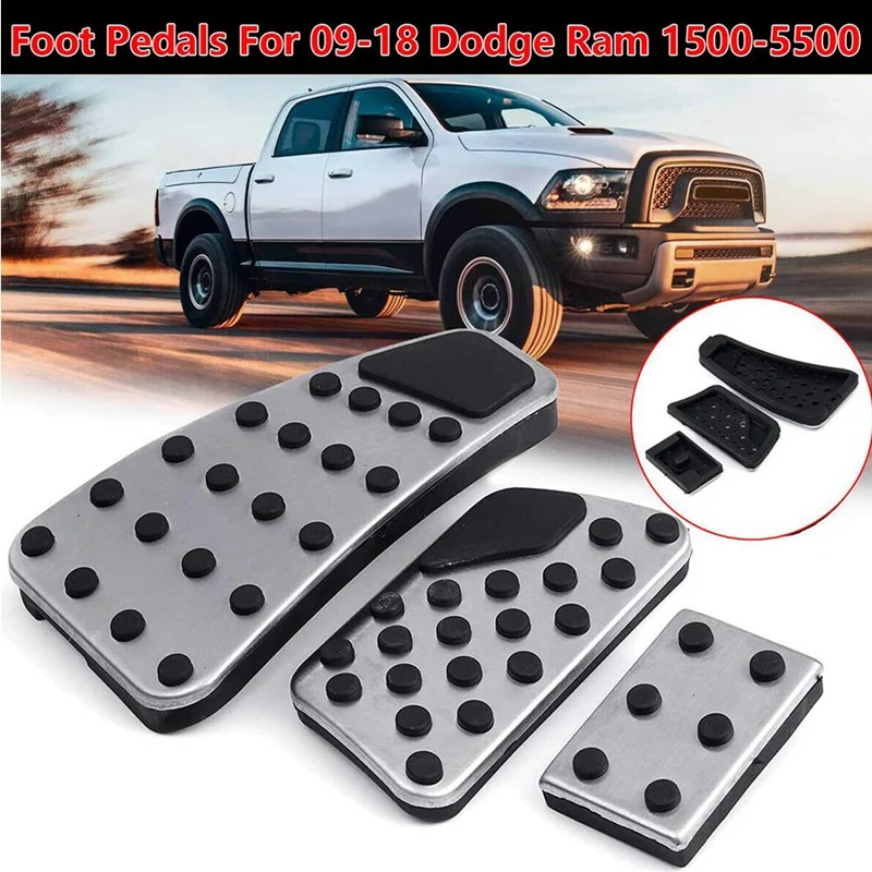 Ccelerator gas pedal brake pedal cover foot pedal pads kit for dodge ram 2011 2019 1500 thumb200