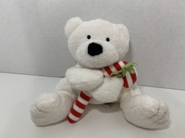 Ty Pluffies Candy Cane TyLux white plush teddy polar bear stuffed animal 2005 - £8.17 GBP