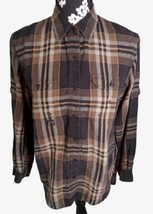 Lauren Ralph Lauren Size M 100% Linen Button Down Women&#39;s Shirt Plaid Po... - $17.82