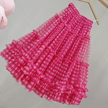 RED Plaid Tulle Skirt Holiday Outfit Women Custom Plus Size Ruffle Tulle Skirt image 6