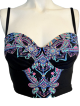 Reaction by Kenneth Cole Black, Blue, Pink Paisley Bikini Top Size S - £9.85 GBP