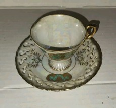 Vintage FIne China Tea Cup Saucer Delicate Gold Accents 30/2-C Hand Painted - $15.99