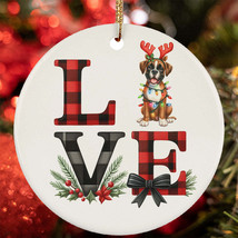 Love Boxer Dog Light Reindeer Antler Christmas Ornament Gift Tree Decor Hanging - $15.79