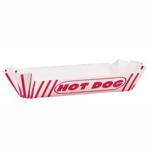 Red Striped Paper Hot Dog Trays (8ct) - £1.58 GBP