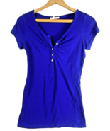 Bozzolo Knit Top Henley Royal Cobalt Blue Y2K Fairy Grunge Bodycon Size ... - $673.19 MXN