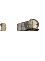 MICHAEL Michael Kors Woven Leather Stretch Belt Cream S/M - £38.93 GBP