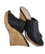 Charles By Charles David Womens 9 Lolli Black Leather Wedge Woven Cork H... - £15.48 GBP