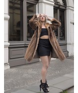 Classic Pastel Brown Mink Fur Coat Stroller Jacket M/L Fast Shipping - $479.00
