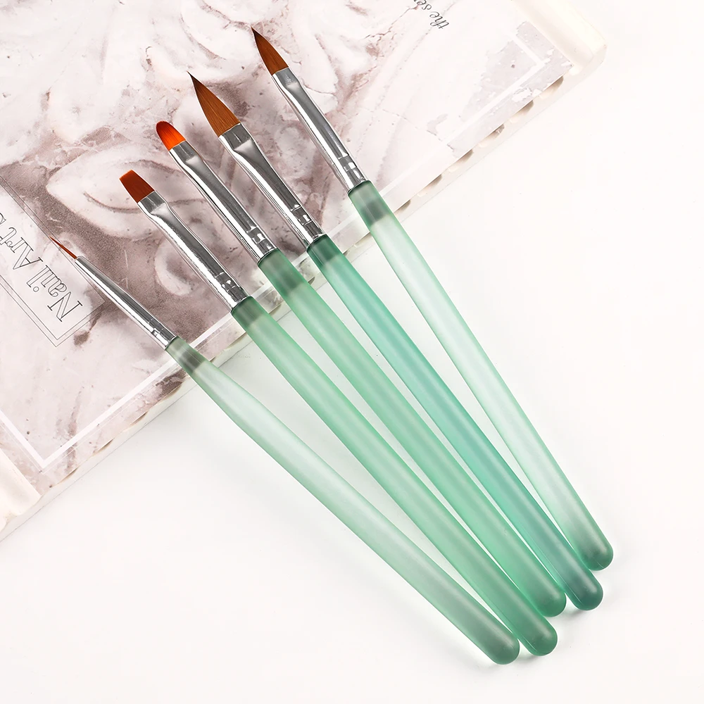 5Pcs/set Acrylic Nail Brush Set Acrylic Gel Nail Art Painting Pen Nail P... - £11.86 GBP