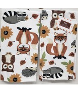 Set Of 2 Same Cotton Terry Towels (16&quot;x26&quot;) WOODLAND ANIMALS IN THE FALL... - $15.83