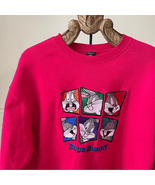 Vintage 90s Warner Bros Embroidered Bugs Bunny Hot Pink Crew Neck Sweats... - $44.95 CAD