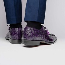 Cancun Genuine Caiman Crocodile Dress Derby's Shoes Purple image 8
