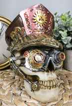 Steampunk Cyborg Police Inspector Officer Skull With Hat Geared Goggles Figurine - £23.17 GBP