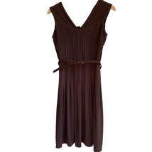 ADRIANNA PAPELL Pintuck Jersey Cap Sleeve Fit N Flare Dress 8 Brown Belt... - $352.10 MXN