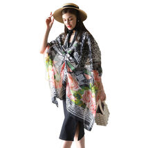 Anyyou 100% Mulberry Silk Black Long Scarf Luxury Brand Women Beach Shaw... - $101.50