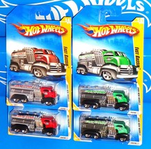 Hot Wheels 2009 New Models Lot of 4 Fast Gassin&#39; Tanker Truck Green &amp; Red - £6.33 GBP