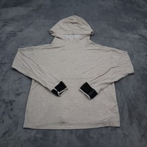 Qube Sweatshirt Mens M Ivory Long Sleeve High Neck Hooded Knit Pullover ... - $19.68