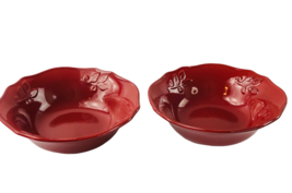 2 Montauk Collection Red Ceramic Serving Bowls 9&quot; x 3&quot; - £21.16 GBP