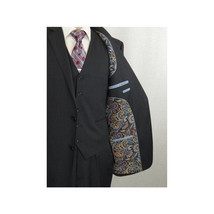 Men Suit ADOLFO 3Pc 100% Soft Wool Vested Business Formal 2 Button 1608 Charcoal image 8