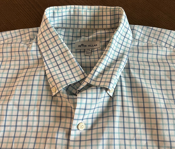 Peter Millar Men’s Blue &amp; Light Blue Check Long Sleeve Button Up Size XXL - $19.42