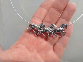 Running horses necklace Heavy chain sterling silver Beverly Zimmer horse... - £135.71 GBP
